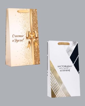 Пакет подарочный под две бутылки (в ассортименте)