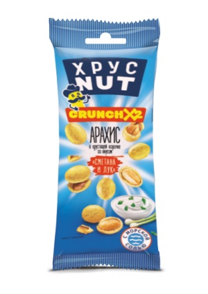 Арахис в хрустящей корочке Хруст NUT Сметана и Лук 50г Арахис в хрустящей корочке Хруст NUT Сметана и Лук 50г