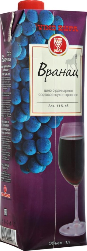 Вино Вранац Вино Зупа красное сухое 1л