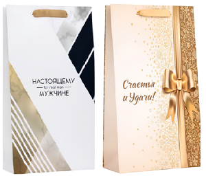 Пакет подарочный под две бутылки (в ассортименте)