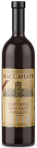 Вино ликерное Портвейн Ливадия красное сладкое 0,75л