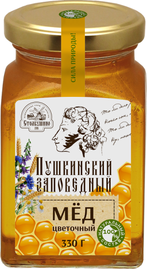 Мед цветочный Столбушино Пушкинский заповедный 330г ст/б