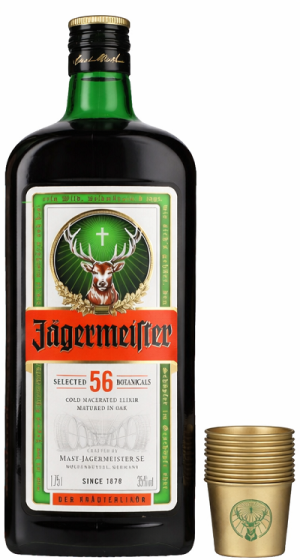 Ликер Ягермайстер 1,75л п/у + 10 рюмок
