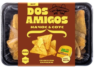 Чипсы Начос Дос Амигос Барбекю с сырным соусом 185г