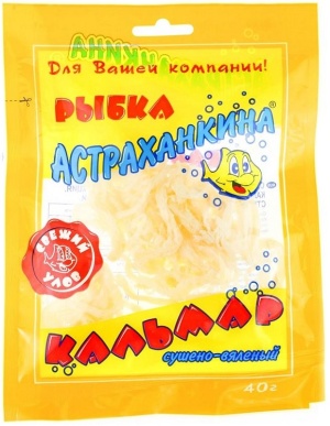 Стружка кальмара Астраханкина рыбка 40г Стружка кальмара Астраханкина рыбка 40г