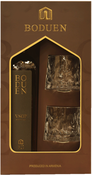Коньяк Бодуен VSOP 7 лет 0,7л п/у + 2 бокала