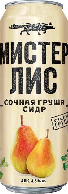 Сидр Мистер Лис Сочная Груша сладкий 0,43л ж/б
