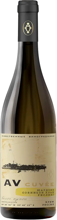 Вино АВ Кюве Шардоне Совиньон Блан Рислинг белое сухое 0,75л