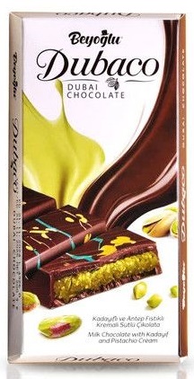 Шоколад молочный Дубако с кадаифом и фисташками 95г
