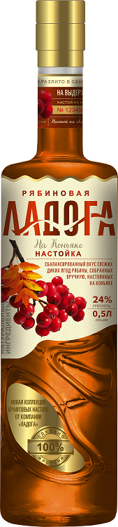 Настойка сладкая Рябиновая на Коньяке Ладога 0,5л