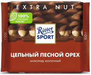 Шоколад молочный Риттер цельный лесной орех 100г Шоколад молочный Риттер цельный лесной орех 100г