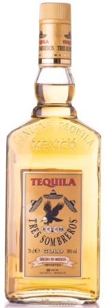 Текила Трес Сомбрерос Золотая 0,7л