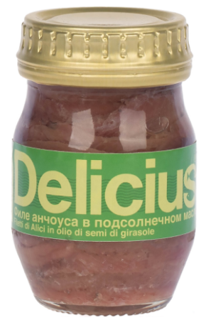 Филе Анчоусов Делишес в подсолнечном масле 90г ст/б