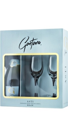 Игристое вино Асти Гаэтано белое сладкое 0,75л п/у + 2 бокала