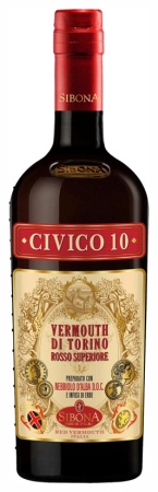 Напиток виноргадосодержащий Вермут Сибона Чивико 10 ди Торино Россо Супериоре 0,75л ароматизированный