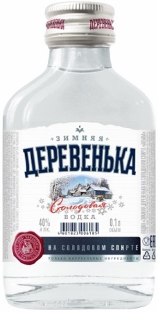 Водка Зимняя деревенька на Солодовом спирте 0,1л (фляга)