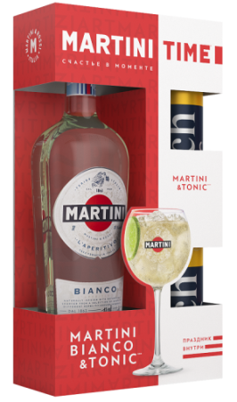 Напиток виноградосодержаший Мартини Бьянко + 2 тоника аромат. белый сладкий 1л