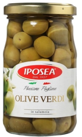 Оливки зеленые Ипосеа с косточкой 290г ст/б