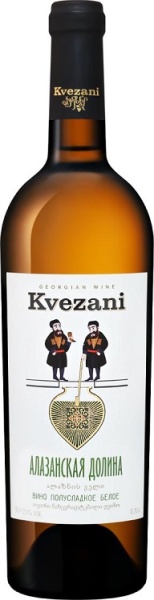 Вино Квезани Алазанская долина белое полусладкое 0,75л