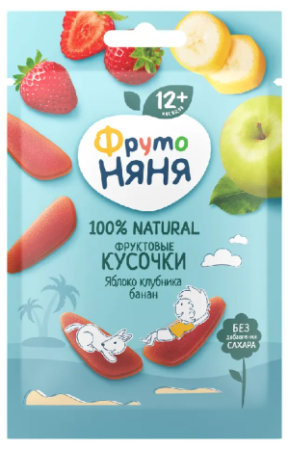 Фруктовые кусочки ФрутоНяня яблоко клубника банан 15г