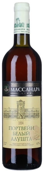 Вино ликерное Портвейн Алушта Массандра белое сладкое 0,75л